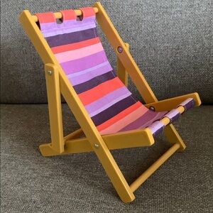 OG Deck Patio Beach Slingback Chair for 18” Sized Dolls Canvas and Plastic